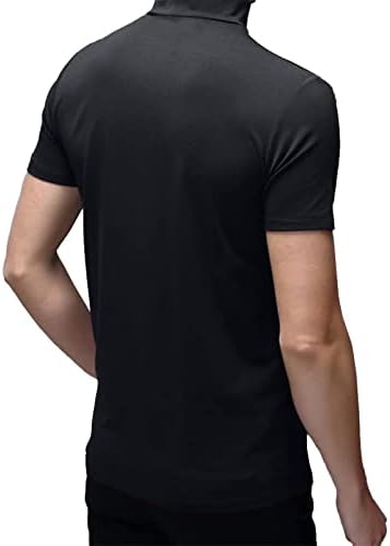 Hrbtens Erkek Kısa Kollu Temel Üstleri Rahat Rahat Katı Slim Fit Streç Tee Gömlek Balıkçı Yaka Kazak T-Shirt Fanila