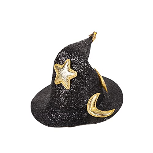 ZHOUMEİWENSP 2 Adet Mini silindir şapka Saç Klipleri Parlayan Yıldız Ay Cadılar Bayramı cadı şapkası Flet Tokalar