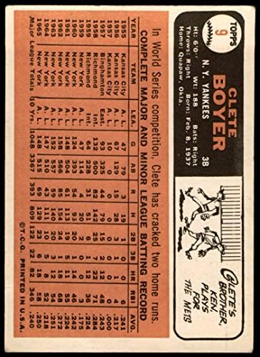1966 Topps 9 Clete Boyer New York Yankees (Beyzbol Kartı) İYİ Yankees