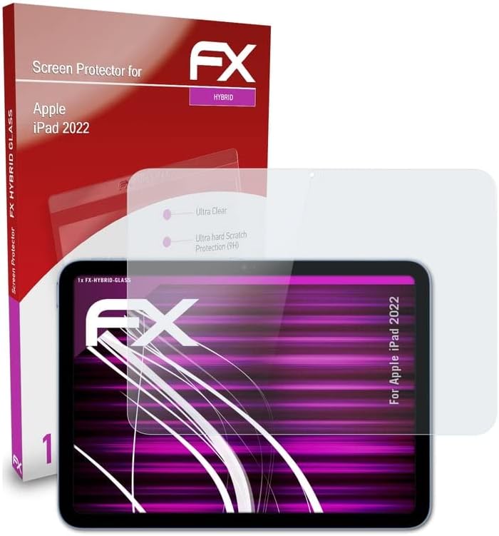 atFoliX Plastik Cam Koruyucu Film Apple iPad 2022 ile Uyumlu Cam Koruyucu, 9H Hibrid Cam FX Cam Ekran Koruyucu Plastik