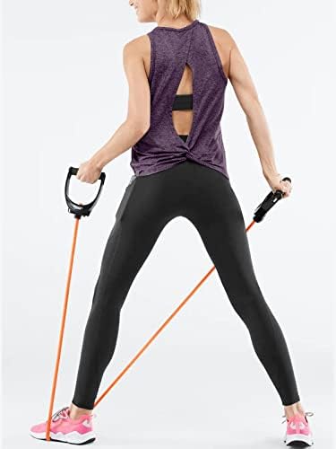 Cyanstyle Egzersiz Kadınlar için Tops Aç Geri Atletik Yoga Gömlek Büküm Geri Tank Top