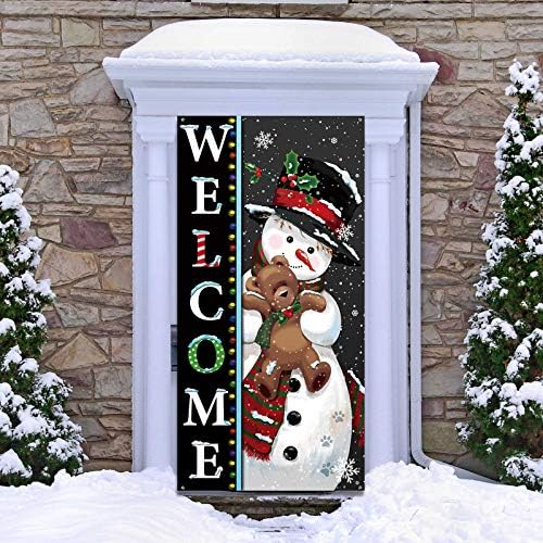 Noel Karşılama Kardan Adam Fotoğraf Kapı Afiş zemin kumaşı Kış Sevimli Açık Kardan Adam Zemin Noel Kar Tanesi Arka