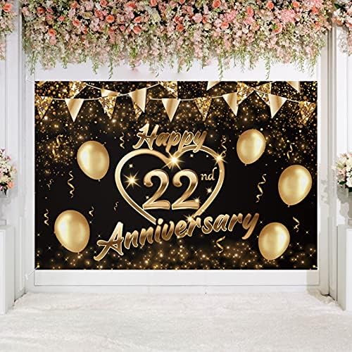 5665 Mutlu 26th Yıldönümü Zemin Afiş Dekor Siyah Altın Glitter Aşk Kalp Mutlu 26 Yıl Düğün Yıldönümü Partisi Tema