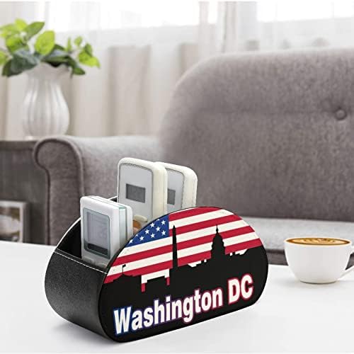 Amerikan Bayrağı Washington DC Uzaktan TV Kontrol Tutucu PU Deri Saklama Kutusu Organizatör Masaüstü Ofis için 5