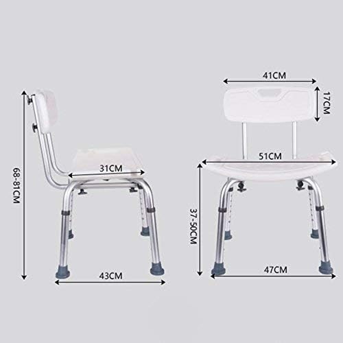 KNOXC Banyo Tabureleri, Ayarlanabilir duş sandalyesi Geri Küvet kollu sandalye Handikap, Engelli, Yaşlılar Yaşlı