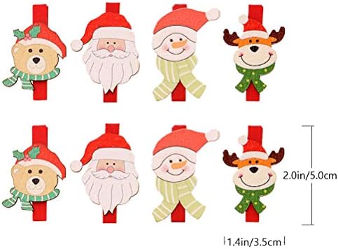 DOITOOL 24 Adet Karikatür Noel Klipleri DIY Ahşap Not Klipleri Fotoğraf Clothespins Süsler yılbaşı dekoru