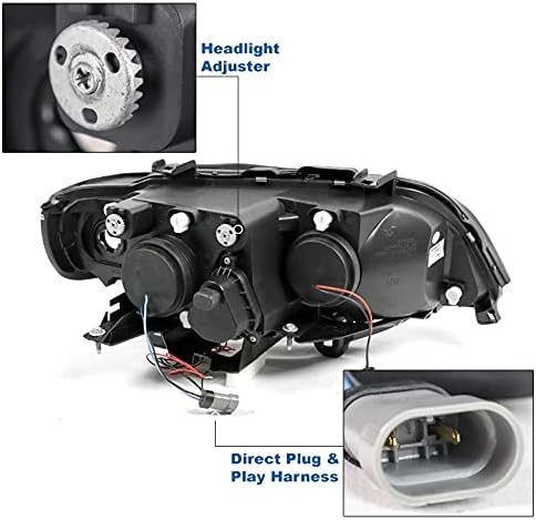 ZMAUTOPARTS LED Halo Projektör Farlar Farlar Siyah w / 6 Mavi DRL ile Uyumlu 2000-2003 BMW X5 E53
