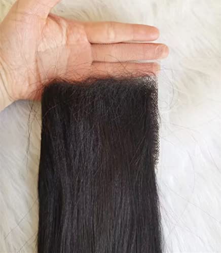 Dayanıklı 4×4 ham ışık Yaki rahat düz insan saçı Orta Kahverengi İsviçre dantel kapatma Doğal Ön Koparıp saç çizgisi