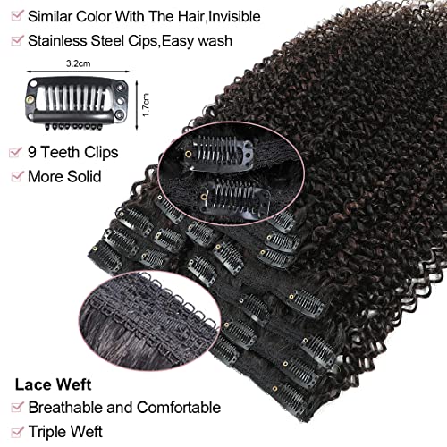 Kıvırcık klipsli postiş gerçek insan saçı doğal saç tokası Ins Siyah Kadınlar için Kinky Kıvırcık Klip Ins saç ekleme