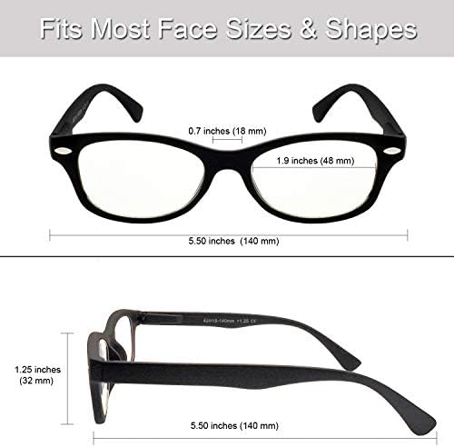 GÖZ MD klasik dikdörtgen mavi ışık okuma gözlüğü kadınlar ve erkekler için 48mm (Mat siyah, 2.50)