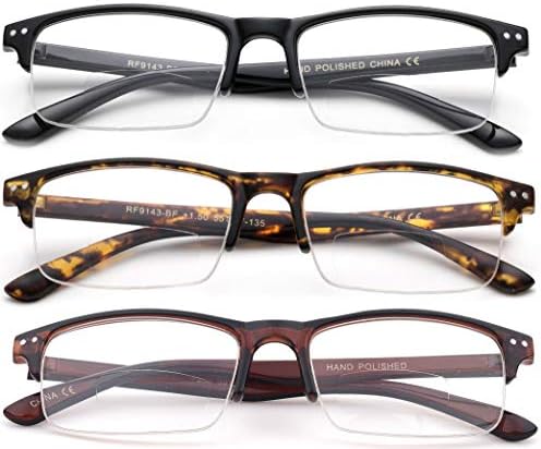 3 Pairs Bifokal okuma gözlüğü Erkekler Yarım Çerçeve erkek Bifokal okuma gözlüğü Kılıfı ile