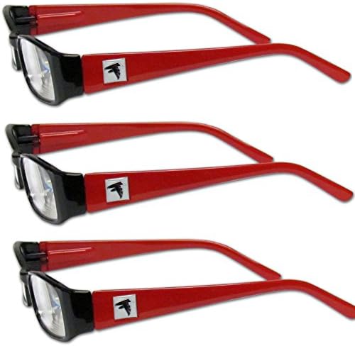 NCAA Siskiyou Spor Fan Mağazası Atlanta Şahinleri Spor Okuma Gözlüğü (3'lü Paket) Okuma Gücü: + 1.25 Kırmızı