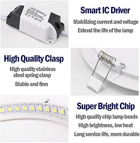 LEDHOLYT gömme aydınlatma, 6 inç 12 w yuvarlak LED gömme tavan ışığı, 6000 K beyaz ışık Downlight AC120-265v. 120