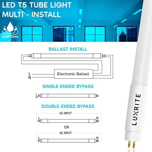 LUXRİTE 12-Pack 4FT T5 LED Tüp ışıklar, Tip A+B, 24W=54W, 4000K Soğuk Beyaz, 45.78, Balast ve Balast Baypas Uyumlu,