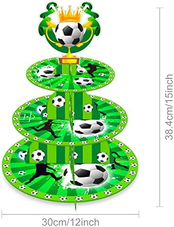 2 PCS Futbol Cupcake Standları-Futbol Parti Dekorasyon 3 Katmanlı Çöl Fincan Kek Tutucu Standı Ekran için Futbol