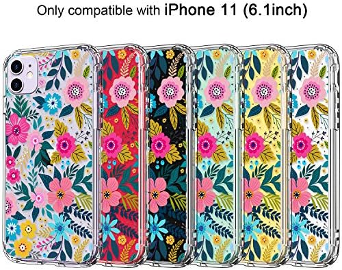 Ekran Koruyuculu ICEDIO iPhone 11 Kılıfı,Kızlar Kadınlar için Sevimli Renkli Çiçek Açan Çiçek Desenleri ile Temizleyin,