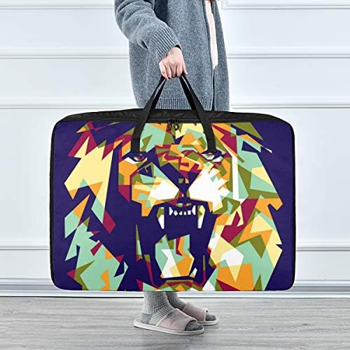 Emelivor giysi saklama Çantası Yatak Altı Yorgan-Büyük Kapasiteli Renkli Aslan Organizatörler fermuarlı çanta Dekorasyon