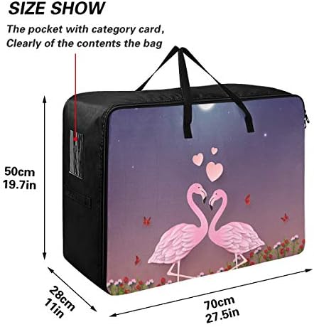 N / A Yatak Altı Büyük Kapasiteli saklama çantası-Flamingo Sevimli Pembe Yorgan Giyim Organizatör Dekorasyon Katlanır