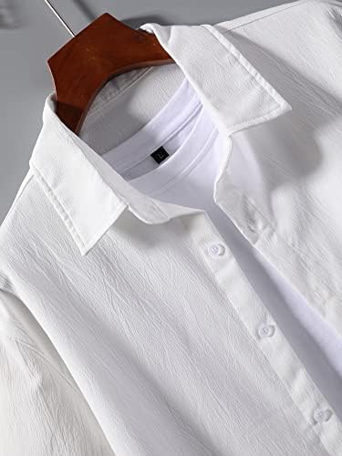 FİOXA İki Parçalı Kıyafetler Erkekler için Erkekler Katı Gömlek ve İpli Bel Şort Tee Olmadan (Renk : Beyaz, Boyut: