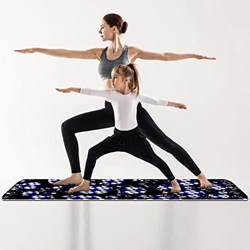 Yoga Mat, Ev Egzersiz için Yoga Paspaslar, Egzersiz Mat, Egzersiz Paspaslar, Pilates Mat, Kafatasları Çiçekler Siyah