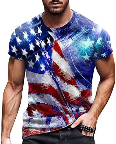 UBST Erkek Vatansever Asker Kısa Kollu T-Shirt, 4th Temmuz Amerikan Bayrağı Üstleri Yaz Slim Fit Kas Casual Tees