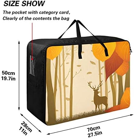 N / A Yatak Altı Büyük Kapasiteli saklama çantası-Sonbahar Geyik Ormanları Yorgan Giyim Organizatör Dekorasyon Yatak