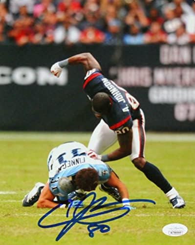 Andre Johnson İmzalı Houston Texans 8x10 Dövüş Fotoğrafı-JSA W * Mavi İmzalı NFL Fotoğrafları
