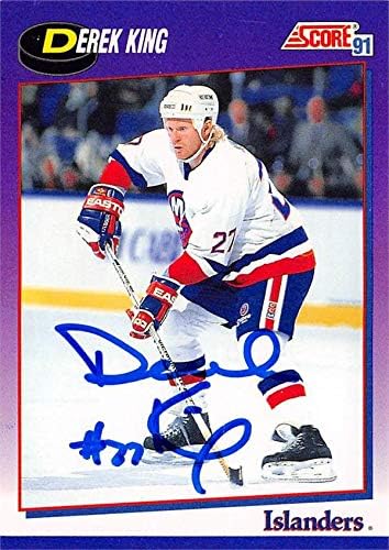 İmza Deposu 620842 Derek King İmzalı Hokey Kartı-New York Islanders, 67 1991 Puan-No. 167